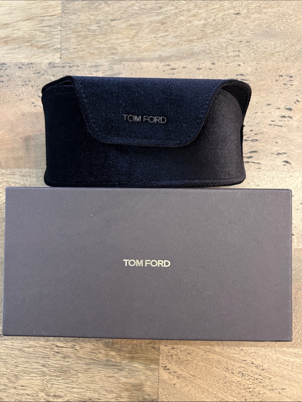 Tom Ford Black and Gold Logo Sunglasses Case with Branded Box